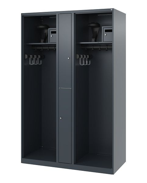 C+P Feuerwehrspind Evolo, Modell MAXI, 2 Abteile, H1850B1200T500 mm, Anthrazit, Helmhalter, 0496015-020 S10004