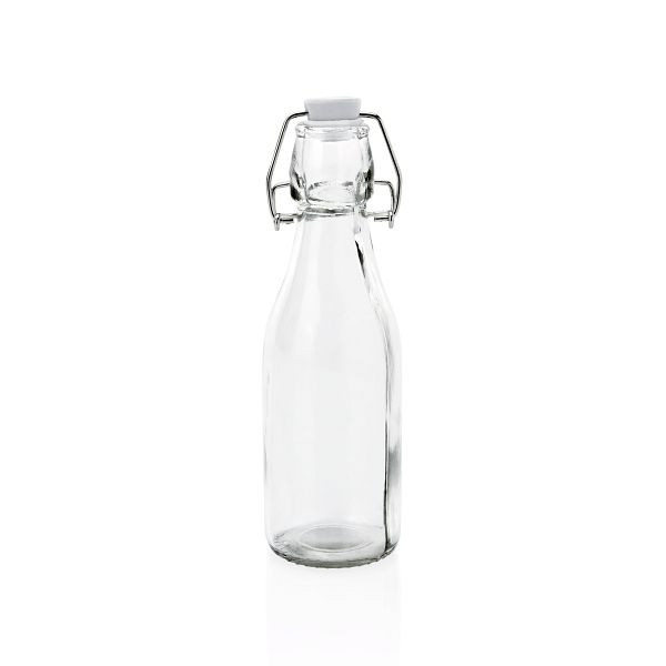 WAS Bügelverschlussflasche mit Deckel, 0,25 Liter, Durchmesser 5, Glas, VE: 6 Stück, 1788025