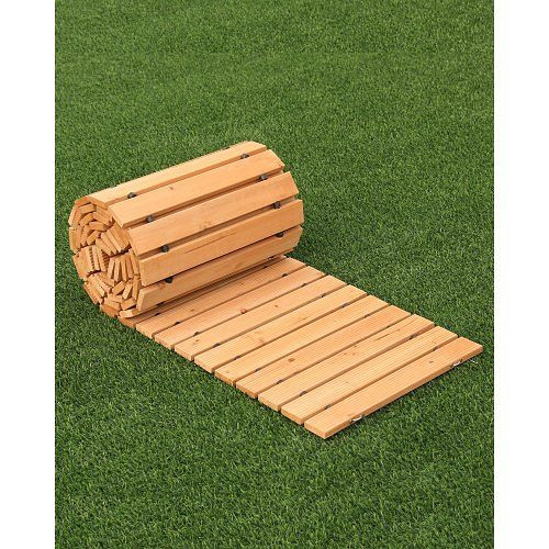 VEVOR Rollweg Gartenweg 368x56 cm, Ausrollbarer Zedernholzweg mit Drahtseilverbindung, Gartentritt, Terrasse, Hinterhof, ZXMZHYXD1442M8XC8V0