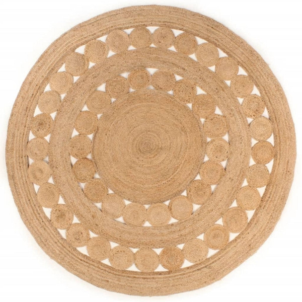vidaXL Teppich Geflochten Jute 180 cm Rund, 343590, 8720286980293
