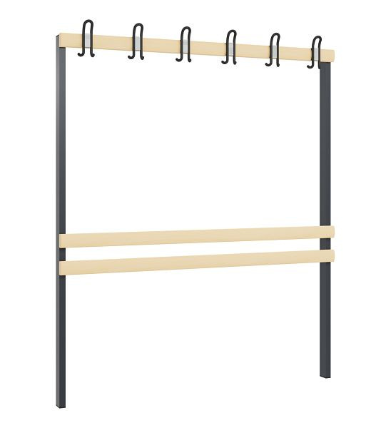 C+P Garderobenteil 1-seitig, H1650xB1500 mm, Schwarzgrau, 8051-711 S10000