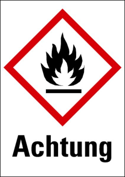 Schilder Klar Gefahrstoffkennzeichnung Achtung Entzündlich, auf Bogen à 16 Stück, 20x29 mm Folie selbstklebend, 471/67