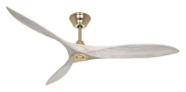 CasaFan Deckenventilator Eco Airscrew 152 Messing gebürstet-Massivholz Lack weiß gebürstet, 315252