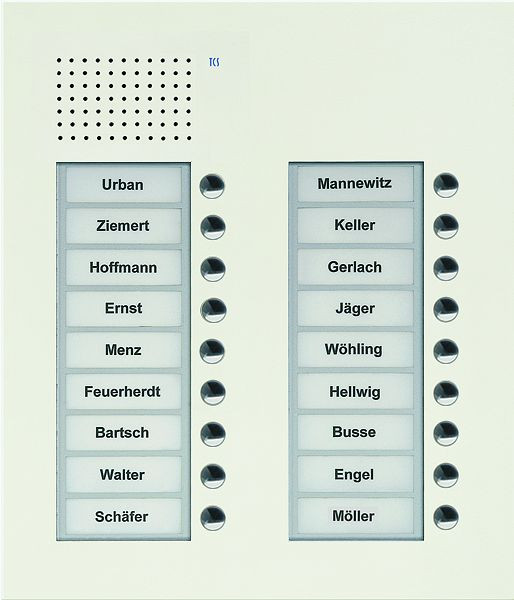 TCS Audio Außenstation Serie PUK 18 Klingeltasten (rechtsbündig), 2-spaltig, UP weiß, PUK18/2-WS