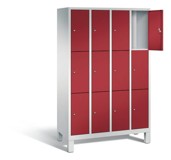 C+P Schließfachschrank Evolo, H1850xB1190xT500mm, Farbe: Lichtgrau / Rubinrot, 48010-403 S10124