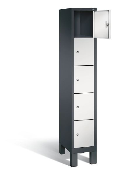 C+P Schließfachschrank Evolo, H1850xB320xT500mm, Farbe: Schwarzgrau / Lichtgrau, 48010-105 S10064