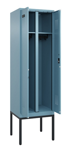C+P Schwarz-Weiß-Spind Evolo PLUS, Gestell, 2 Abteile, 2120x600x500mm, 0010/0010, Zylinderschloss, 0490327-20 S10048