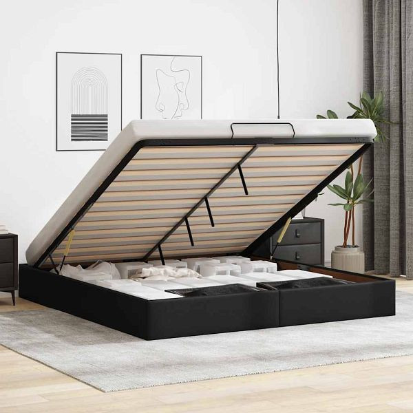 vidaXL Ottoman-Bett ohne Matratze Schwarz 180x200 cm Kunstleder, 3310814