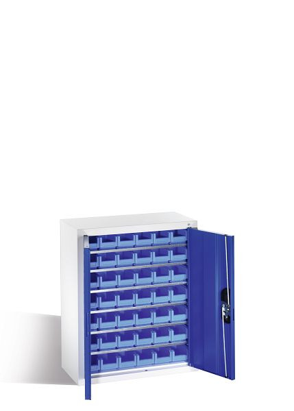 C+P Magazinschrank Serie 13, H830xB700xT300mm, Farbe: Lichtgrau / Enzianblau, Muldengriff, 134013-21 S10051