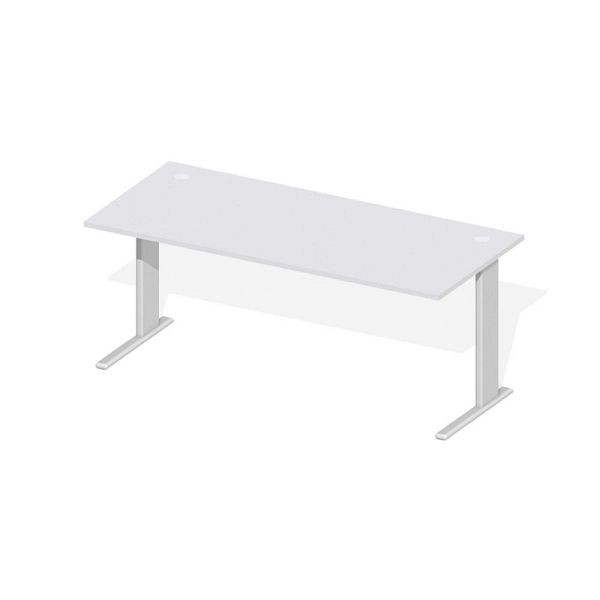 Deskin Schreibtisch Basic M MULTI M, Dekor lichtgrau, Gestell Alusilber, B 1800 x T 800 x H 740 mm, 275499