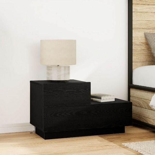 vidaXL Nachttisch mit LED-Lichtern Schwarz Eiche 70 x 36 x 40,5 cm, 863065