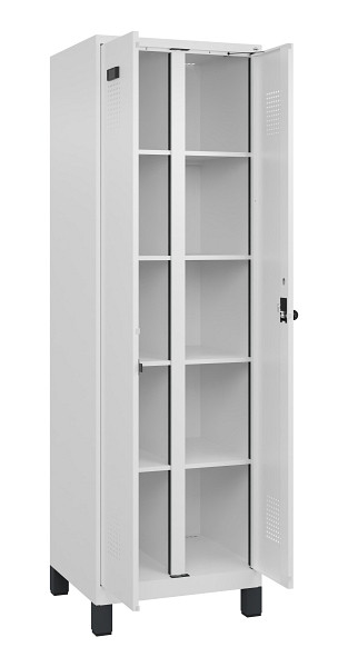 C+P Wäsche-Spind Evolo PLUS, mit Füßen, 2 Abteile, 1950x600x500mm, 9016/9016, Verschluss Drehriegel, 049012-20B S10020