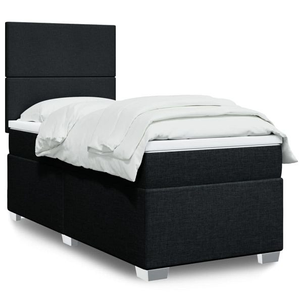 vidaXL Boxspringbett mit Matratze Schwarz 100x200 cm Stoff, 3292694
