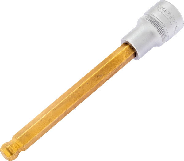 Hazet Schraubendreher-Steckschlüsseleinsatz, Vierkant hohl 12,5 mm, Innen-Sechskant Profil, 10 mm, Lange Ausführung Mit Kugelkopf, 986KK-10