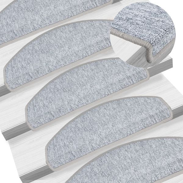 vidaXL 15 Stk. Treppenmatten Hellgrau 65 x 24 x 4 cm, 133887