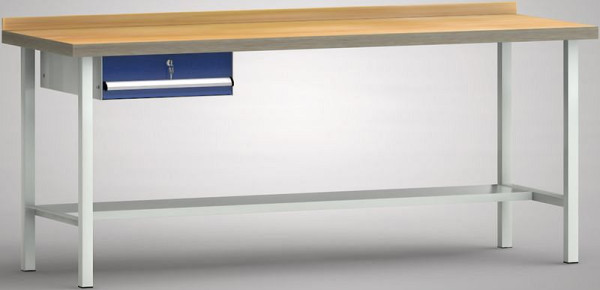 KLW Standard-Werkbank - 2000 x 700 x 840 mm L x T x H, links 1 Einzelschublade 150 mm Fh-EA, WS003N-2000M40-E7001