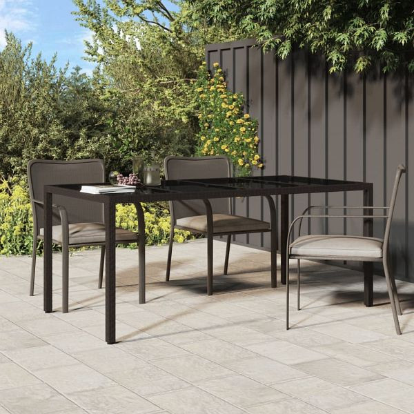 vidaXL Gartentisch Braun 190x90x75 cm Gehärtetes Glas und Poly Rattan, 316711