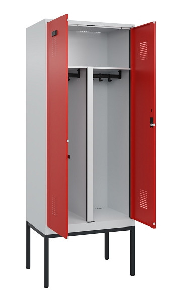 C+P PSA Doppel-Spind Evolo PLUS, Gestell, 2 Abteile, 2120x800x500mm, 7035/3020, Zylinderschloss, 0490327-22P S10032