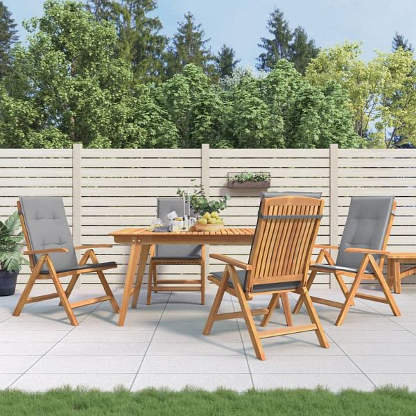 vidaXL Gartenstühle mit Kissen 4 Stück Massivholz Teak, 3196464