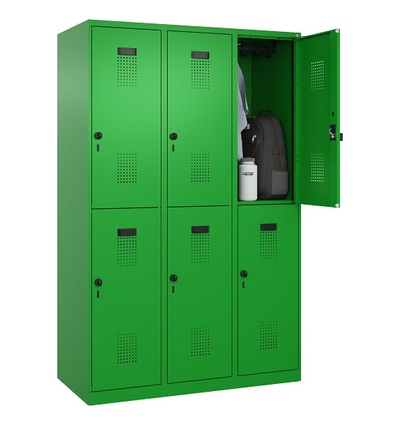 C+P Doppelstöckiger Spind Evolo PLUS, 6 Fächer, 1850x1200x500mm, 6037/6037, Drehriegel, 049300-32 S10026