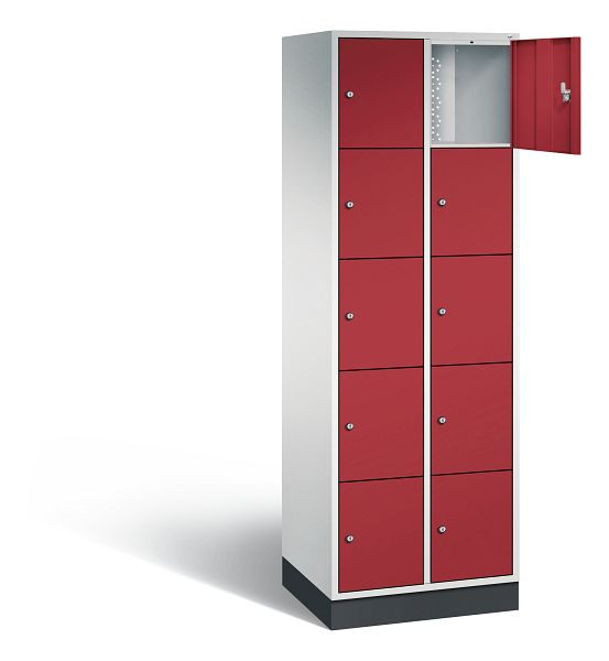 C+P Schließfachschrank Intro, H1950xB620xT490mm, Farbe: Lichtgrau / Rubinrot, 8570-201 S10014