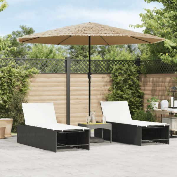 vidaXL Sonnenschirm mit LED und Stahlmast Braun 324x324x247 cm, 4005122