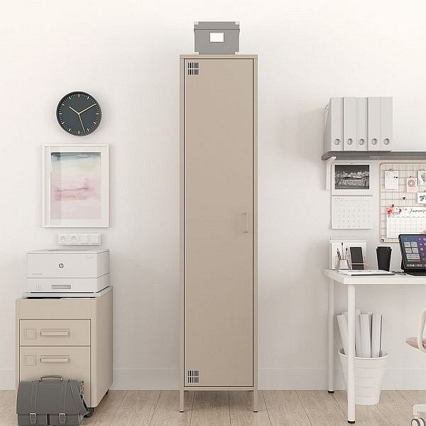 Mades Metall Möbel Pera11, Kleiderschrank 1 Tür - 41,5 x 40 x 189,5 cm Beige, 152.68.10.110.09