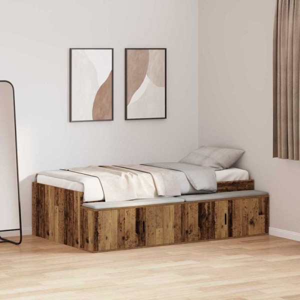 vidaXL Bett mit Stauraum Altholz 90 x 200 cm Holzwerkstoff, 3335195