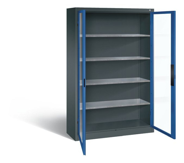 C+P Werkzeugschrank Acurado, H1950xB1200xT400mm, Farbe: Anthrazitgrau / Enzianblau, Muldengriff, 8930-0552 S10010