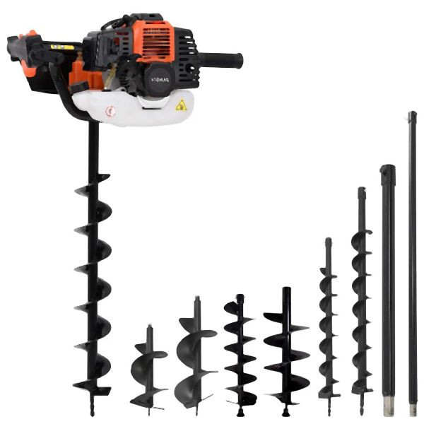 vidaXL Erdbohrer-Set Stahl, Abmessungen: 300 x 760 mm (Durchmesser x H), 279578, 8719883831060