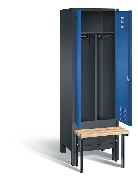 C+P Schwarz-Weiss-Spind Evolo, H1850xB610xT815mm, Farbe: Schwarzgrau / Enzianblau, 48032-20 S10031