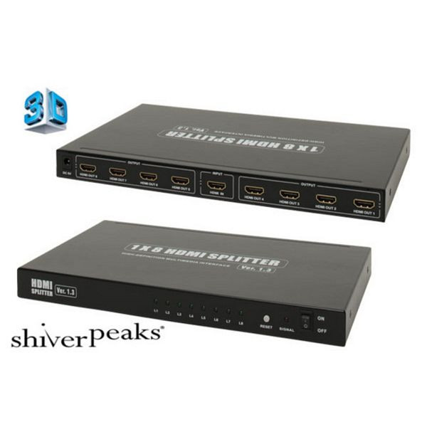 shiverpeaks PROFESSIONAL, HDMI-Verteiler, 1 x IN 8 x OUT mit Netzteil, vergoldet Kontakte, Full HD READY 1080P, IN 30 m, 77459-30-SPP
