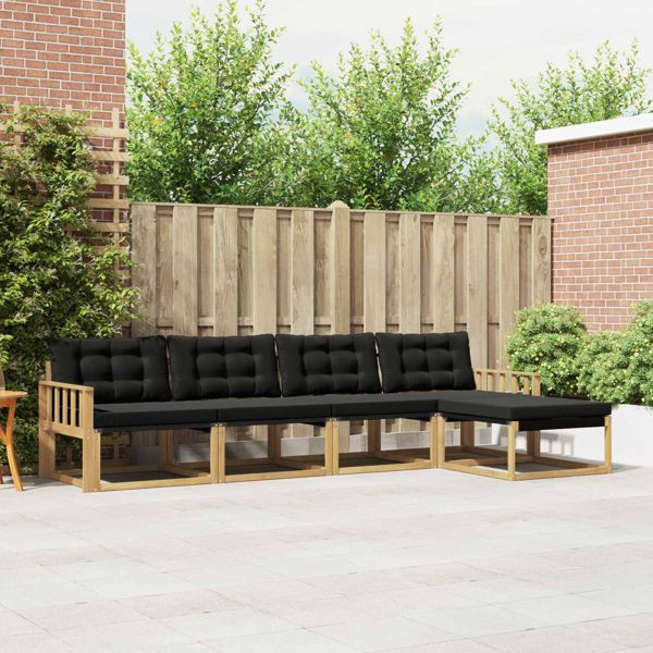 vidaXL Outdoor-Sofagarnitur mit Kissen 5-teilig Weiß und Schwarz, 3388586