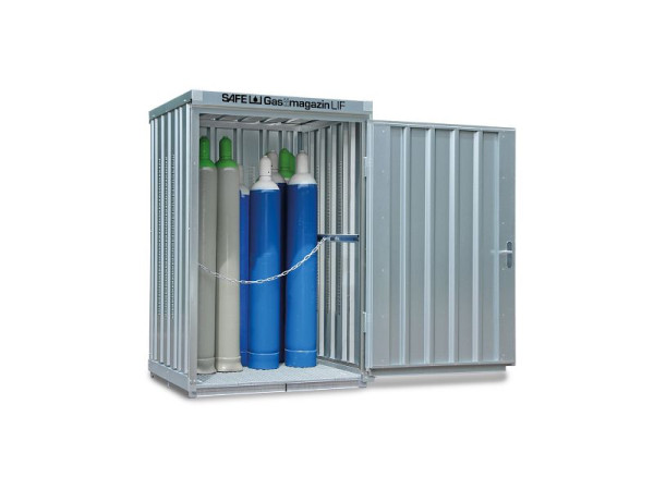 SÄBU SAFE Gasmagazin 125 LIF, verzinkt, montiert, mit Gitterrostboden, 1.420 x 1.490 x 2.250 mm, F11764