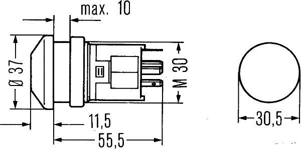 HELLA Warnblinkschalter, Druckbetätigung, 12V, Einbau, Halogen, Schalterbeleuchtung: rot, mit Glühlampe, 6HF 003 916-031