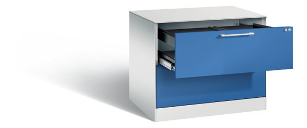 C+P Hängeregistraturschrank Asisto, H710xB800xT600mm, Farbe: Lichtgrau / Enzianblau, Bügelgriff, 146273-212 S10090