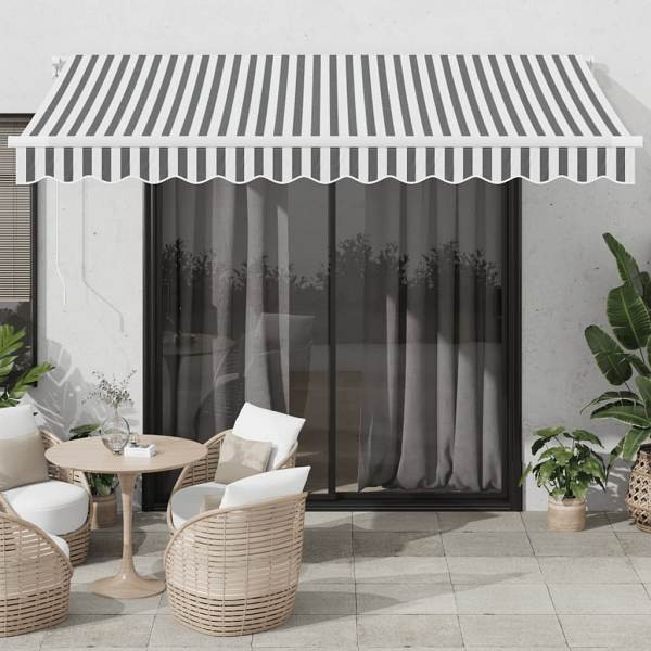 vidaXL Markise mit LED-Beleuchtung Manuell Anthrazit & Weiß 350x250 cm, 3215782