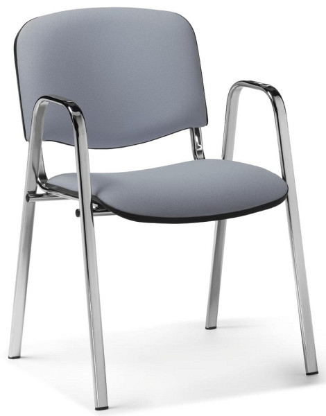 Deskin Besucherstuhl ISO S inkl. Armlehnen, 4- Fuß Gestell verchromt, Bezug Stoff Intervene, Farbe grau, 256757