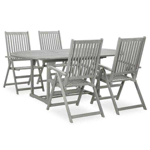 vidaXL 5-tlg. Garten-Essgruppe Massivholz Akazie Grau, 3057907