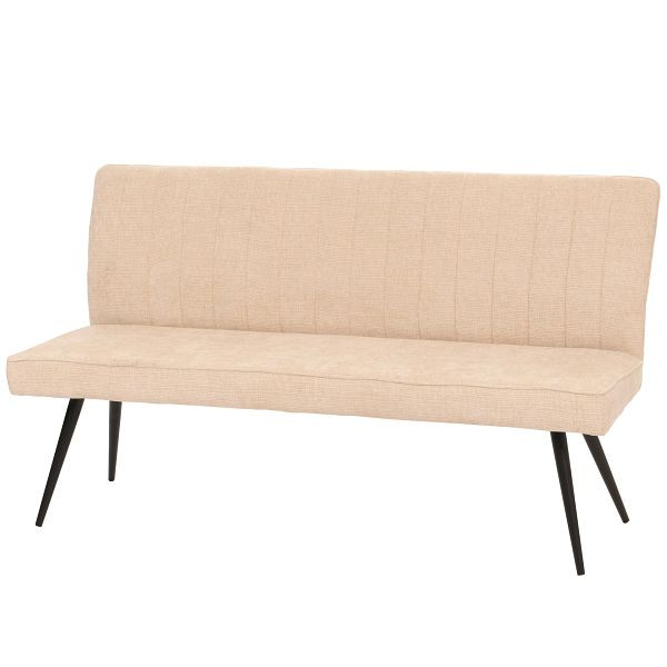Mendler Sitzbank HWC-K16, Esszimmerbank Bank Polsterbank, Rückenlehne Stoff/Textil Chenille Metall 160cm, creme-beige, 108186+108187