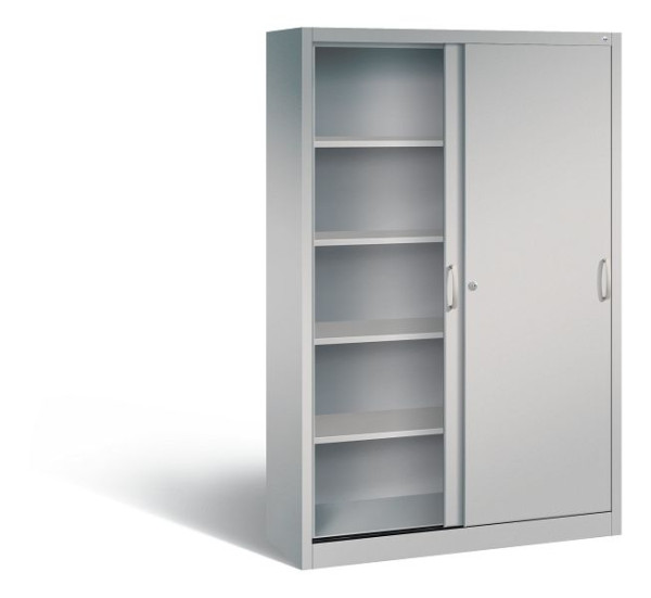 C+P Schiebetürenschrank Acurado, H1950xB1200xT400mm, Farbe: Weißaluminium, Bügelgriff, 5 OH, 2040-00 S10175