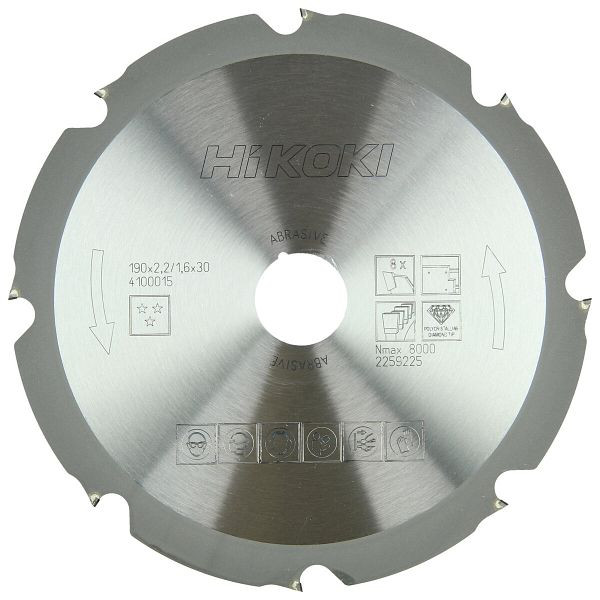 HiKOKI PCD Kreissägeblatt Abrasiv 190x30 z8 Flachzahn, 4100015