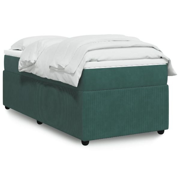 vidaXL Boxspringbett mit Matratze Dunkelgrün 90x200 cm Samt, 3285617
