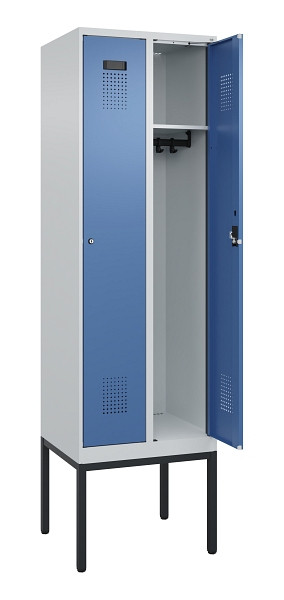 C+P Spind Evolo PLUS, Gestell, 2 Abteile, 2120x600x500mm, 7035/5023, Verschluss Zylinderschloss, Ablageböden 2, 0490307-20 S10035