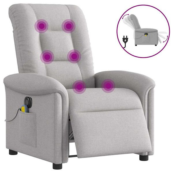 vidaXL Massagesessel Elektrisch Wolkengrau Stoff, 3303253