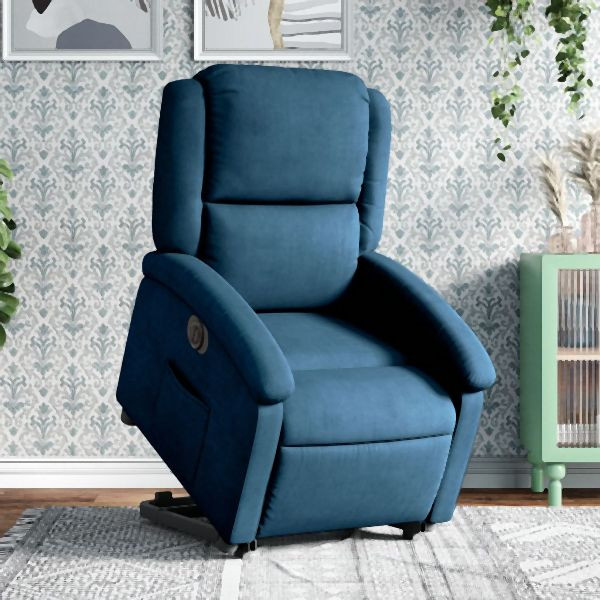 vidaXL Relaxsessel mit Aufstehhilfe Elektrisch Blau Samt, 3204332