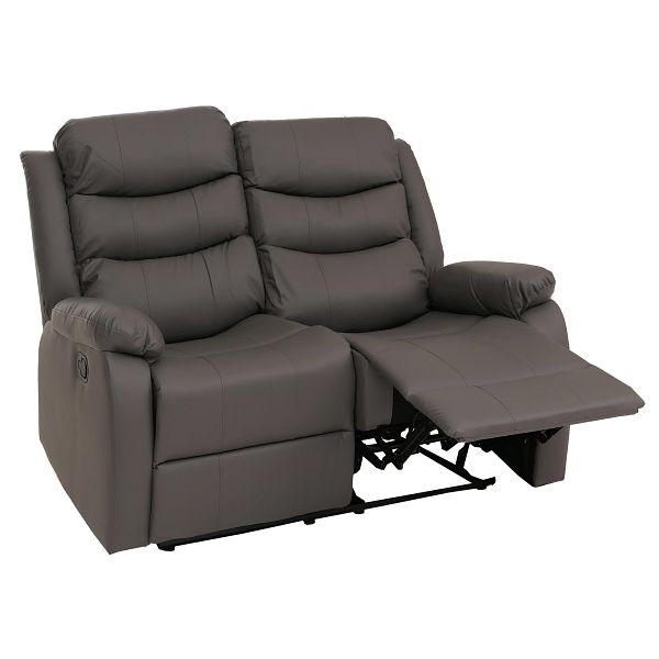 Mendler 2er Kinosessel HWC-O62, Relaxsessel Fernsehsessel mit Armlehne, Liegefunktion Kunstleder, grau, 153423