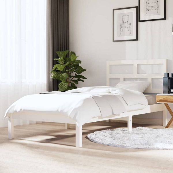vidaXL Massivholzbett Weiß 90x190 cm, 3101184, 8720286961711