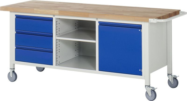 RAU Fahrbare Werkbank 8563I2, B2000xT700xH880mm, 3xSchublade-TA, 1xTür, 05-8563I2-207R4S.11