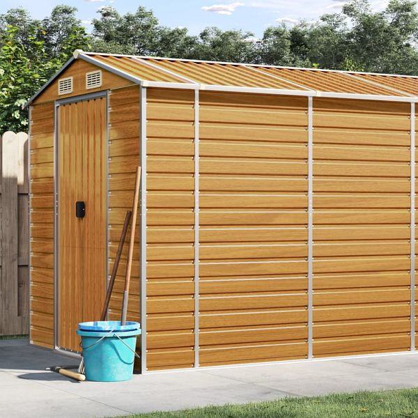 vidaXL Gerätehaus Hellbraun 191x810x198 cm Verzinkter Stahl, 3188283